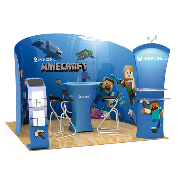 1小間 展示会ブース BOOTH-09|バックウォール01+ディスプレイスタンド(iPad・カクテルテーブル付)