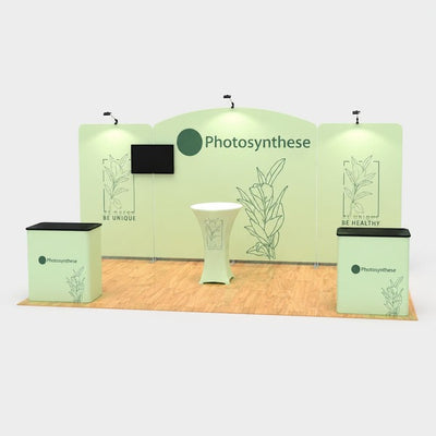 2小間 展示会ブース BOOTH-01|幅3m 壁面+幅1440mm 壁面2枚(カウンター2台・モニター付)