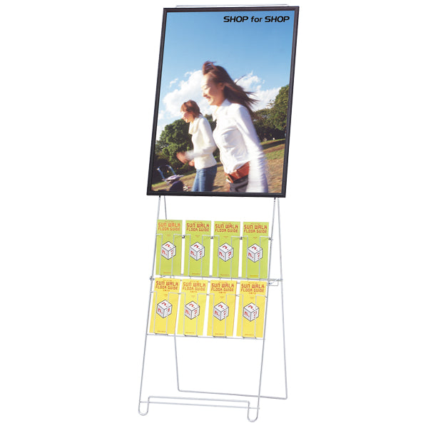 パネル付スリムパンフレットスタンド PR-120 | A4三つ折り 2列3段 | A4パネル付