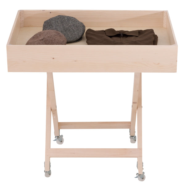 木製X脚ワゴン W900 | 折りたたみ式 | 選べるカラー (ブラウン/アイボリー)