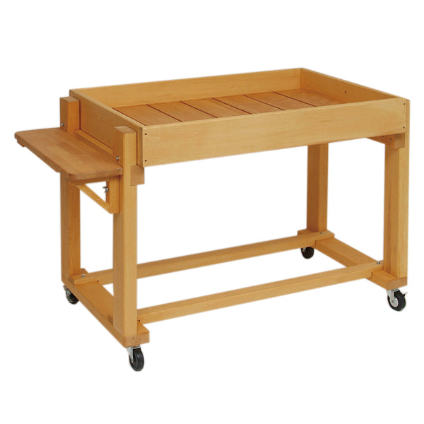 パーソナル平台ワゴン W900 | サイドテーブル付・天然木仕様 | 無塗装仕上げ