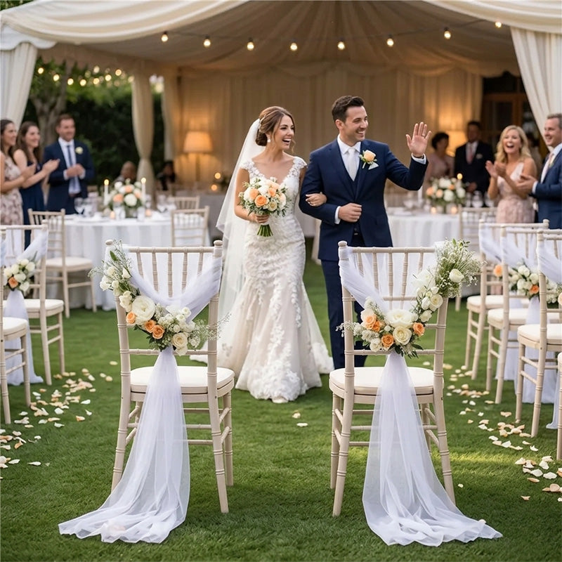 インテリア・パーティ装飾 | シフォン椅子リボン 20個セット| 全長2.5m