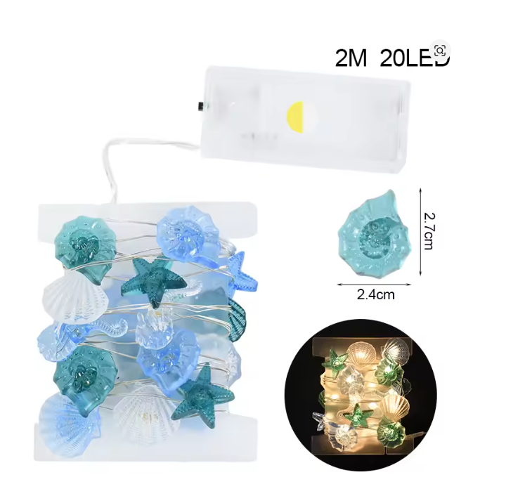 パーティー・インテリア用装飾 シェル&スター LEDライト マーメイドテーマ