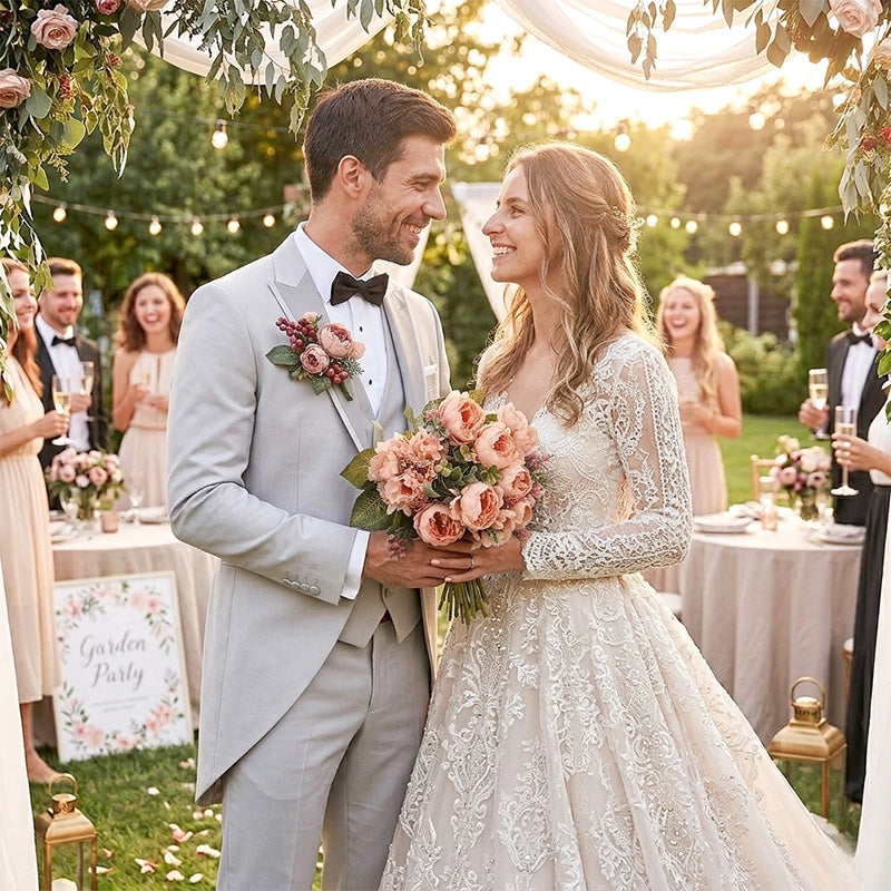 パーティー・インテリア装飾|造花ピオニーフラワーブーケ(30c)