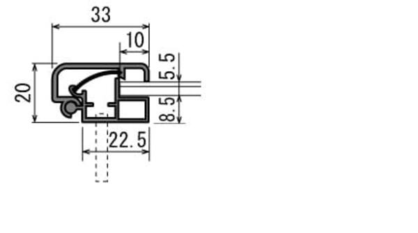 ポスターパネル 334 フレーム断面寸法図 薄型フラット4辺開閉式|誉PRINTING