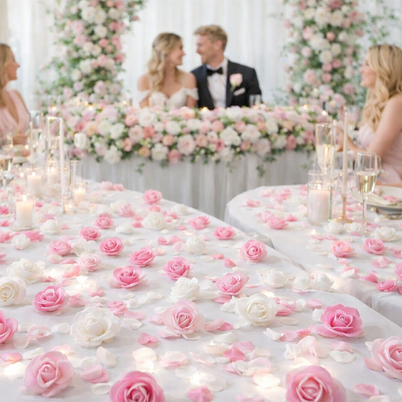 パーティー装飾・クラフト用|造花ローズフラワーパーツセット(50/100/200個)