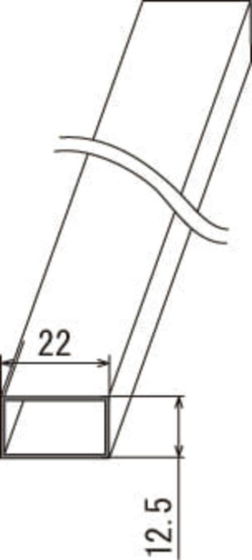 看板用補強角パイプ 22×12.5mm断面寸法図|誉PRINTING