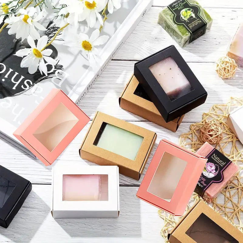 |イベント・ノベルティ用品 |クラフト紙 透明窓付きギフトボックス | W8.5xH3xD6cm