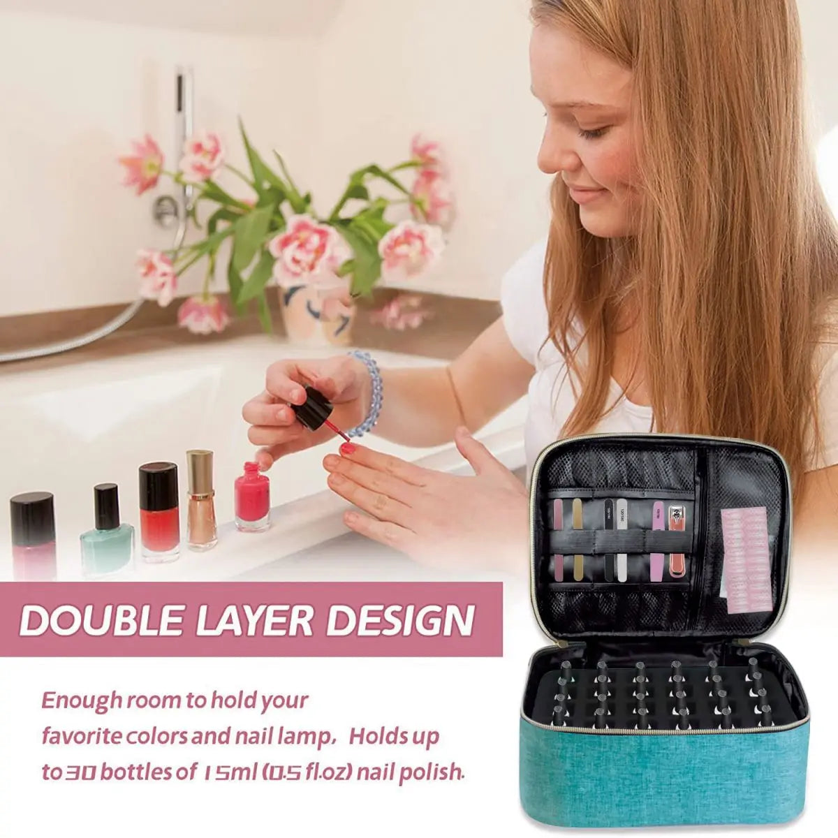 |イベント・ノベルティ用品 | 2段式ネイル・コスメ用収納用バック | W24×H18×D21cm