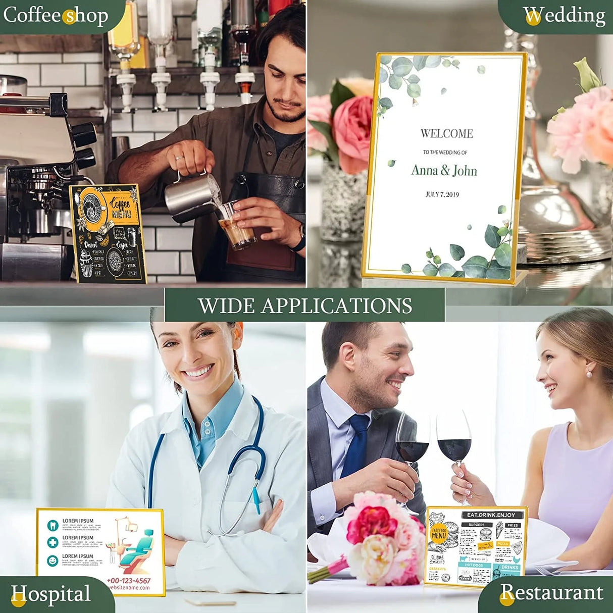 イベント・結婚式装飾|ゴールドボーダーアクリルサインホルダー