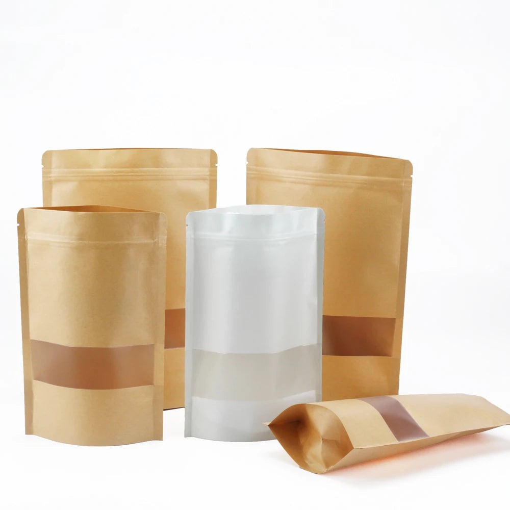 |ノベルティ用品 | 透明窓・ジッパー付きジッパークラフト紙スタンドバッグ