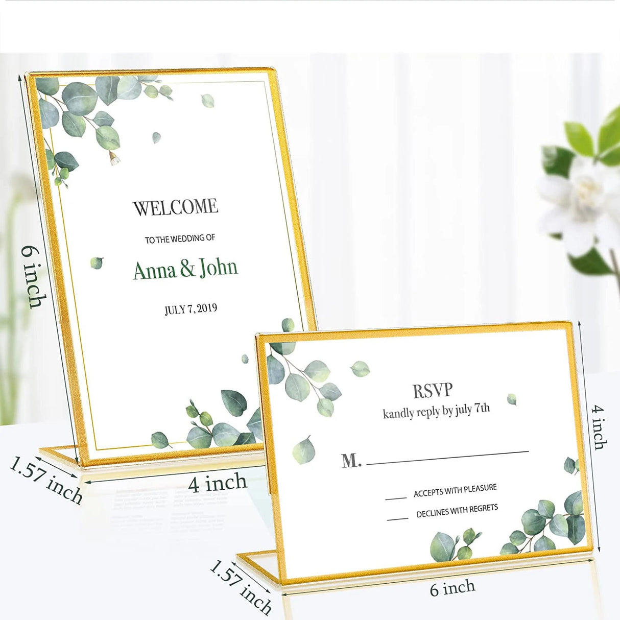 イベント・結婚式装飾|ゴールドボーダーアクリルサインホルダー