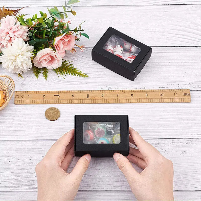 |イベント・ノベルティ用品 |クラフト紙 透明窓付きギフトボックス | W8.5xH3xD6cm