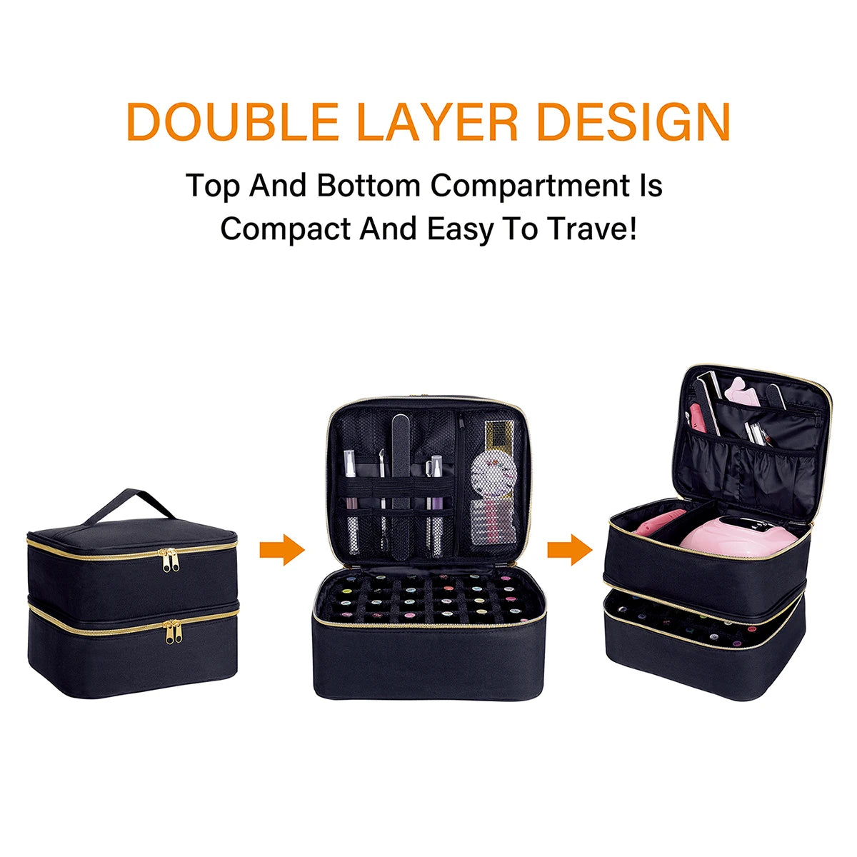 |イベント・ノベルティ用品 | 2段式ネイル・コスメ用収納用バック | W24×H18×D21cm