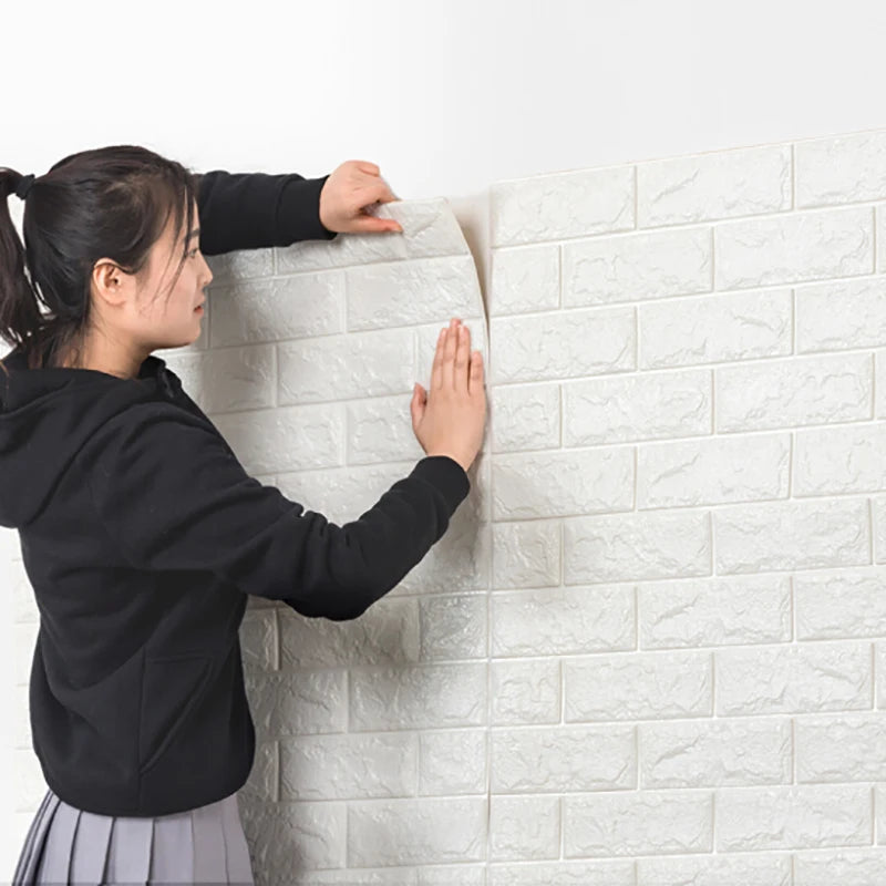DIY用 3Dモルタルレンガ風ステッカー 35cmx30cm 12pcs 衝突防止機能