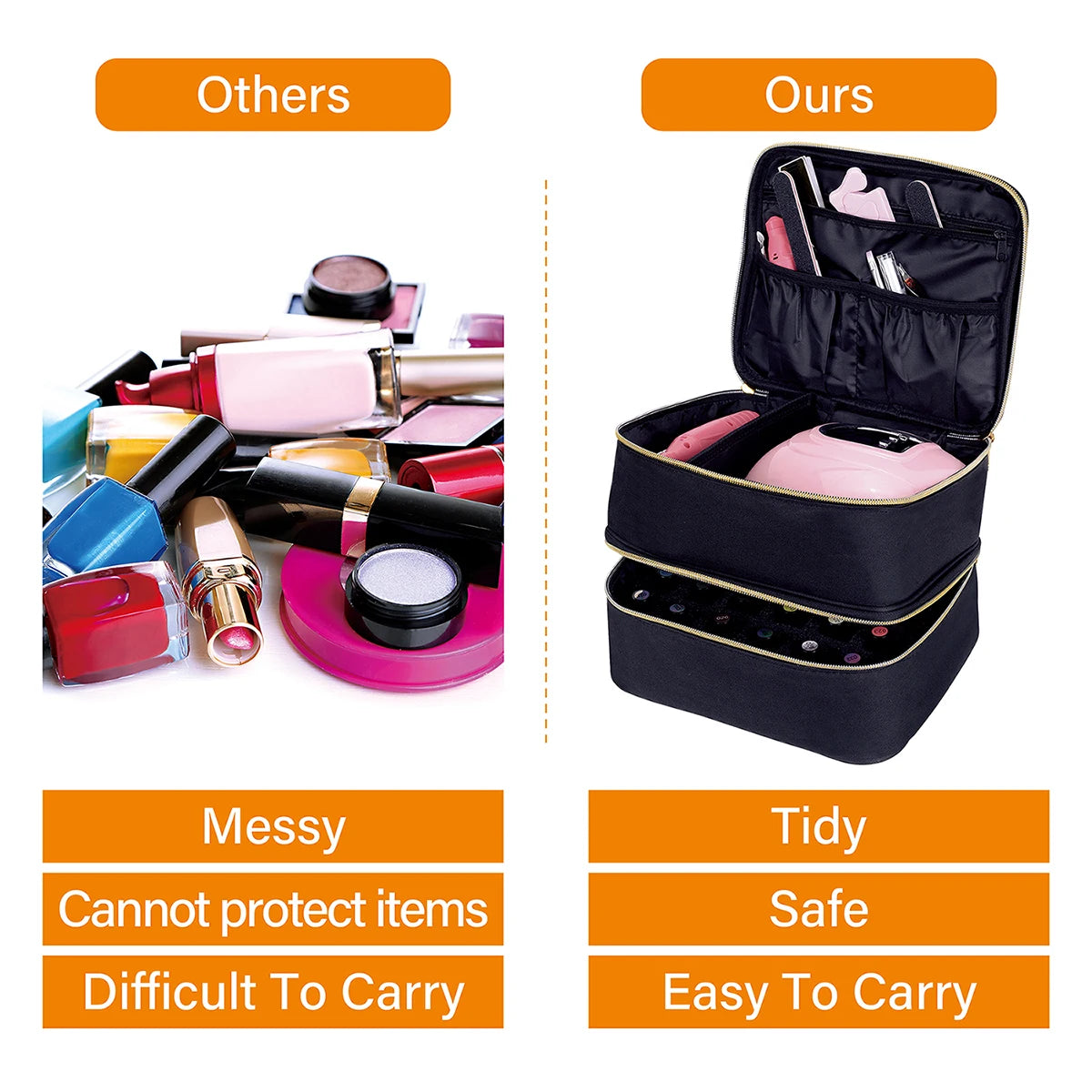 |イベント・ノベルティ用品 | 2段式ネイル・コスメ用収納用バック | W24×H18×D21cm