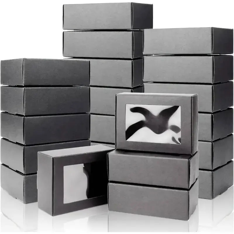 |イベント・ノベルティ用品 |クラフト紙 透明窓付きギフトボックス | W8.5xH3xD6cm