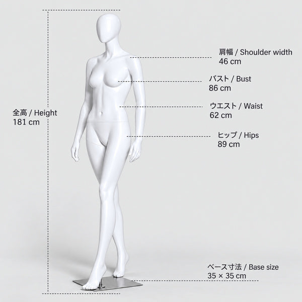ファッションマネキン 女性 卵型ヘッド 全身 12ポーズ(座りあり)|アパレル店舗のディスプレイに