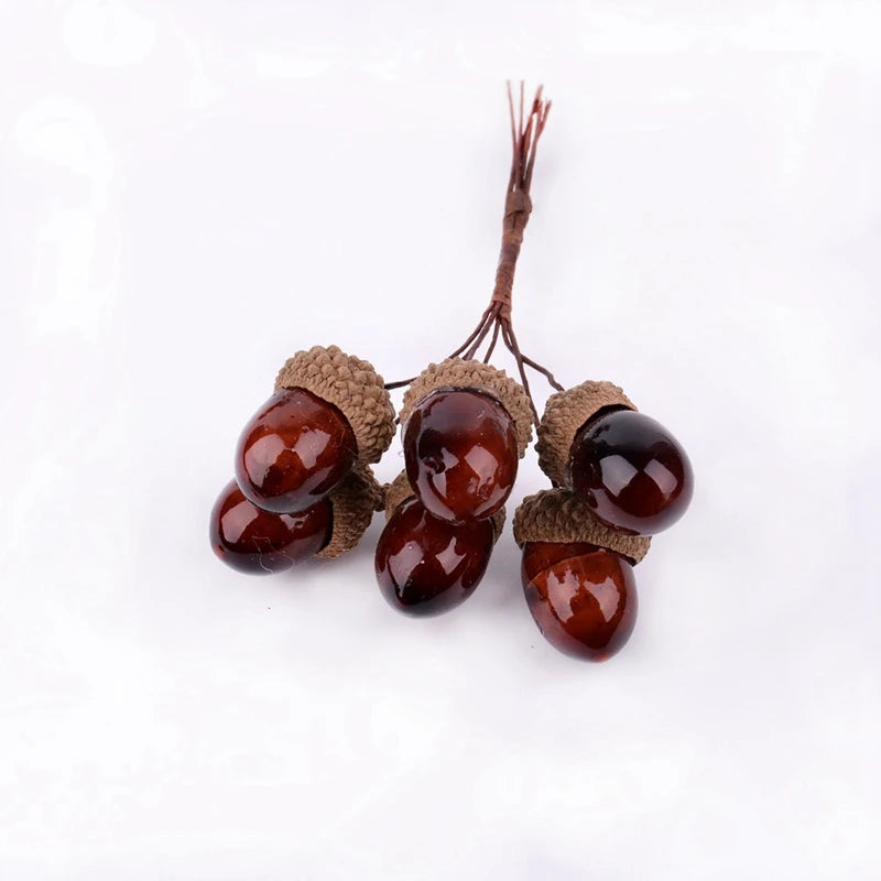 【クラフト・インテリア装飾】可愛い松ぼっくり型造花(6個入)