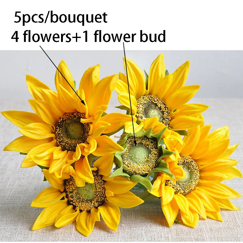 人工シリコンひまわりブーケ・造花・リアルタッチ・フェイクプラント