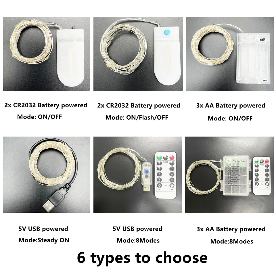 ドレープライト|イベント・クリスマス装飾|選べる電源!LEDストリングガーランドライト(1M/2M/5M/10M)