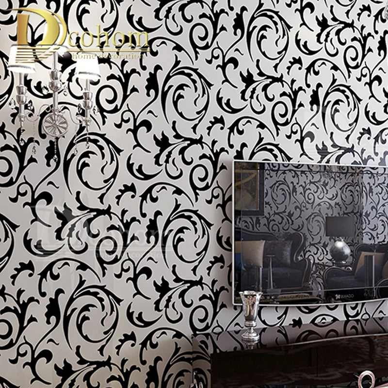 壁面装飾 ダマスク柄壁紙シート 53c幅×9.5M 防湿・防カビ機能
