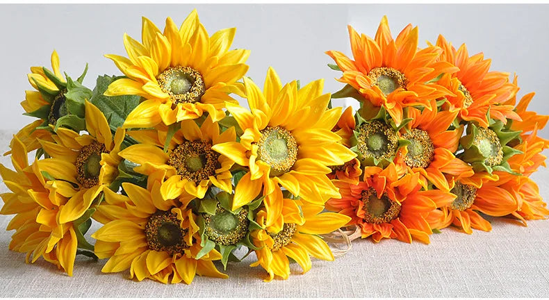 人工シリコンひまわりブーケ・造花・リアルタッチ・フェイクプラント