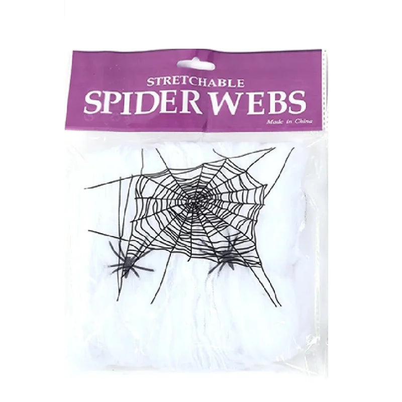 イベント・ハロウィングッズ|白い伸縮性クモの巣デコレーション