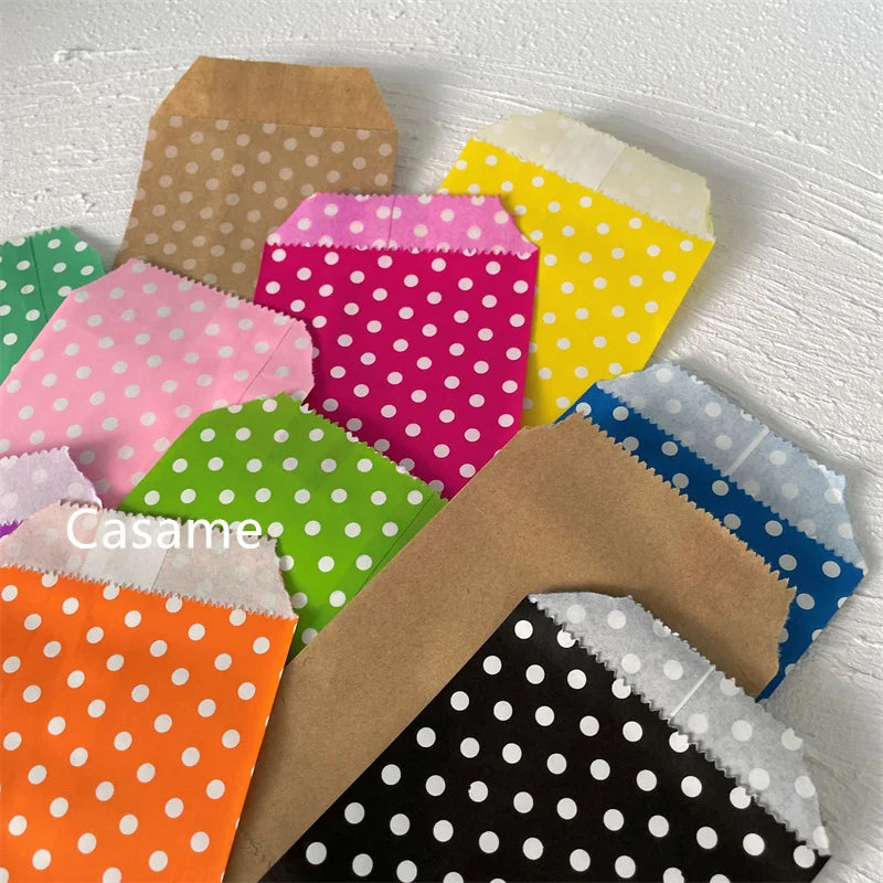 |ノベルティ用品 | ドット柄クラフトミニ紙袋 50枚入り | 8×15c