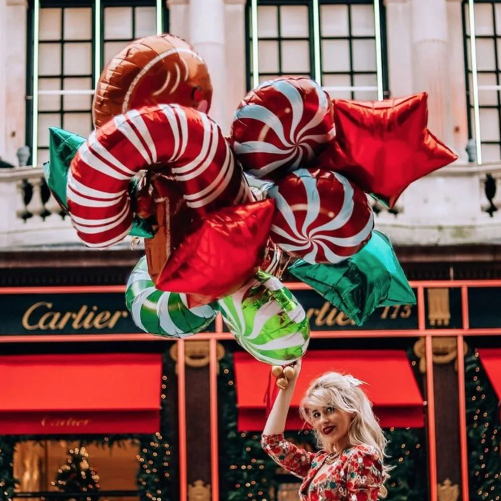 クリスマス用キャンディケインホイルバルーンセット