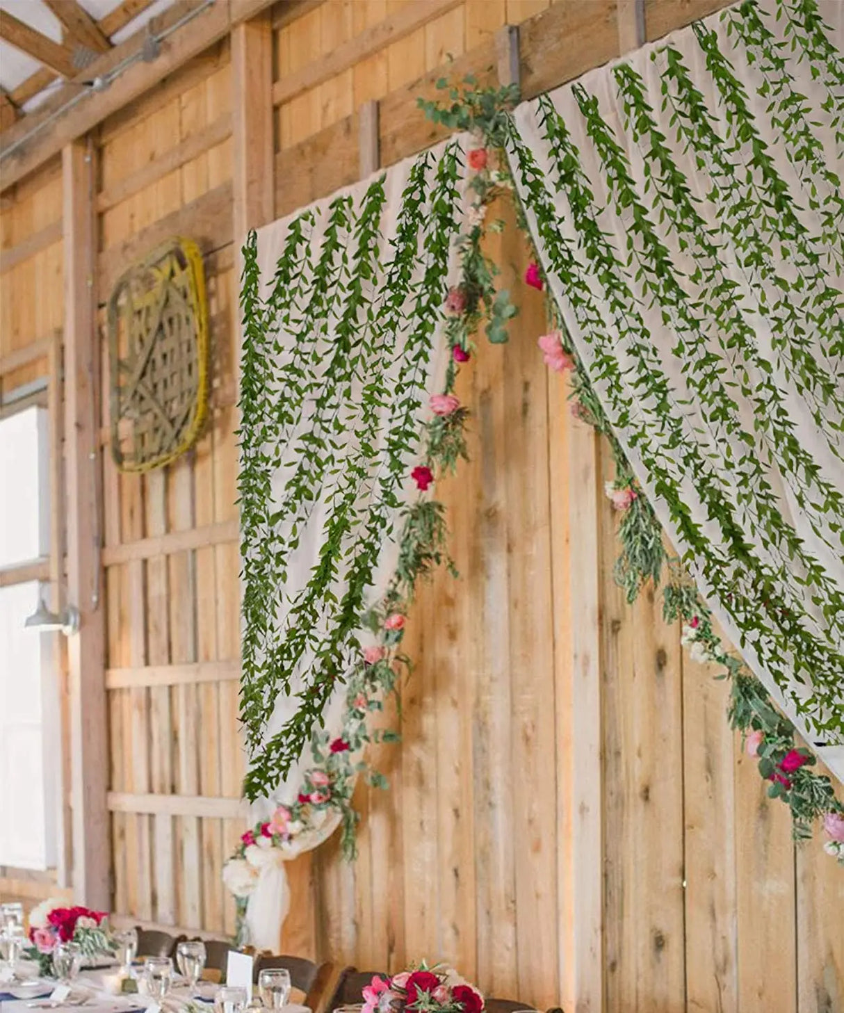 人工アイビーウィローガーランドフェイクツルライトストリンググリーンハンギングプラントウォールパーティーウェディングホーム屋内屋外装飾