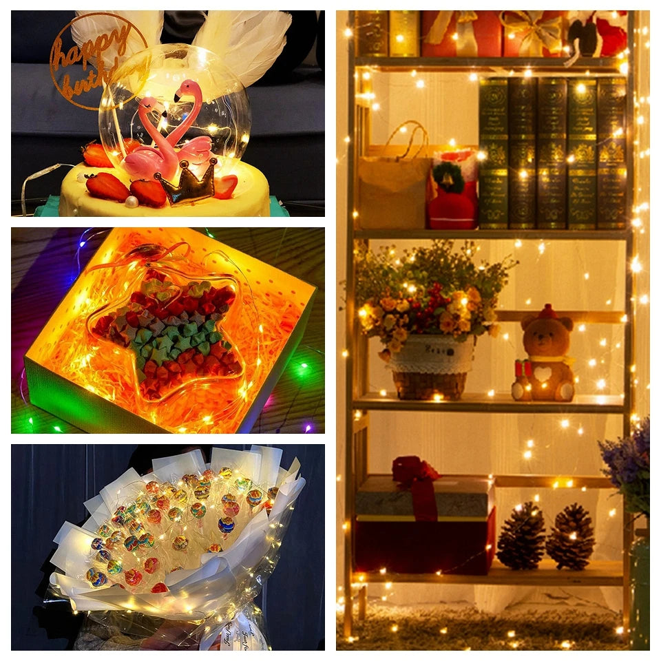 ドレープライト|イベント・クリスマス装飾|選べる電源!LEDストリングガーランドライト(1M/2M/5M/10M)