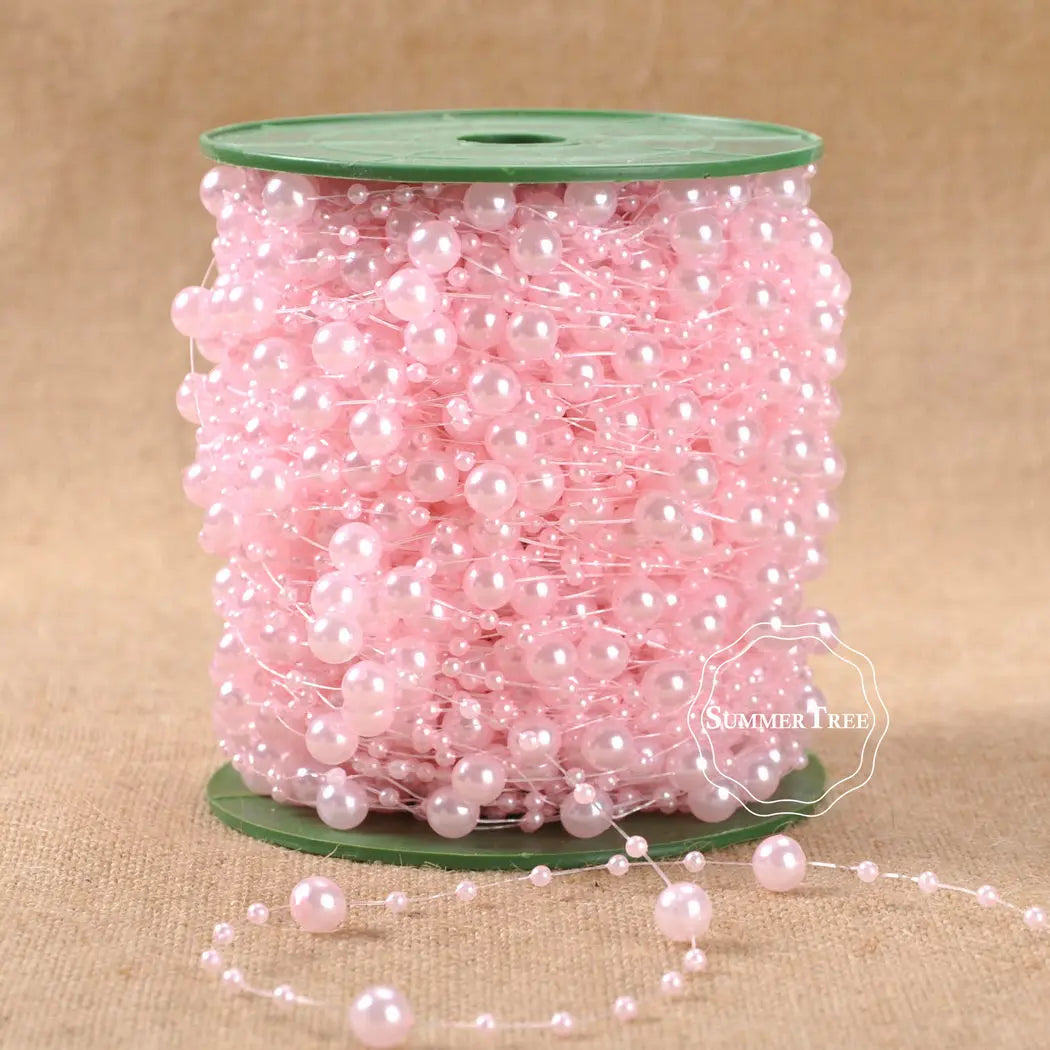 パーティー・クラフト用 大小パールビーズ 5M巻 繊細なパール装飾
