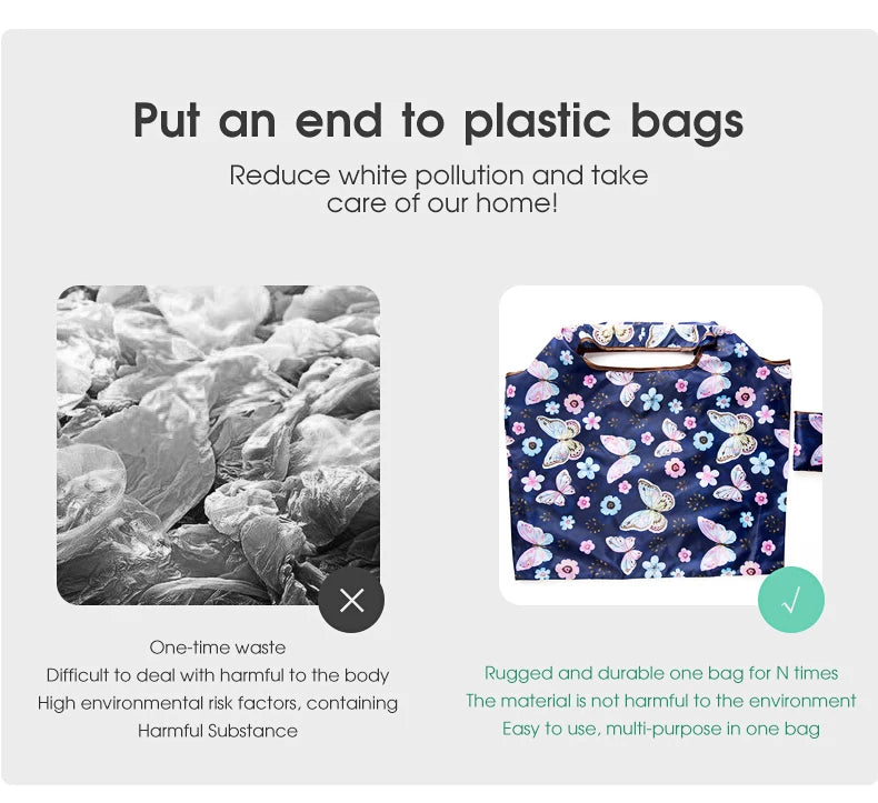 |ノベルティ用品 | コンパクト収納 プリントエコバッグ | 65cm×55c