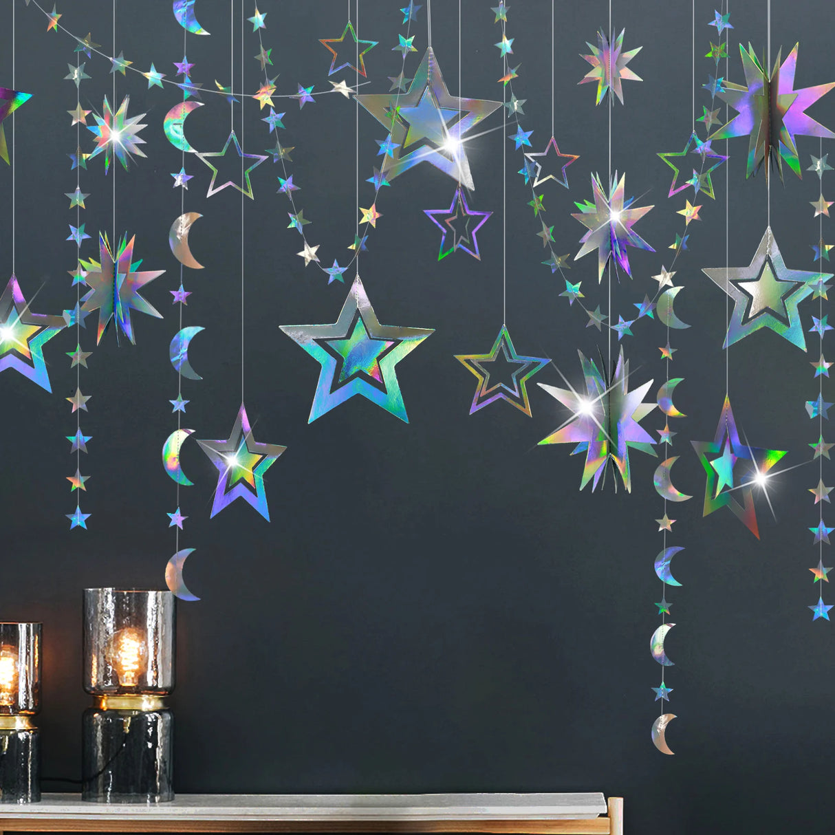 イベント・クリスマス装飾|虹色ホログラフィックガーランド