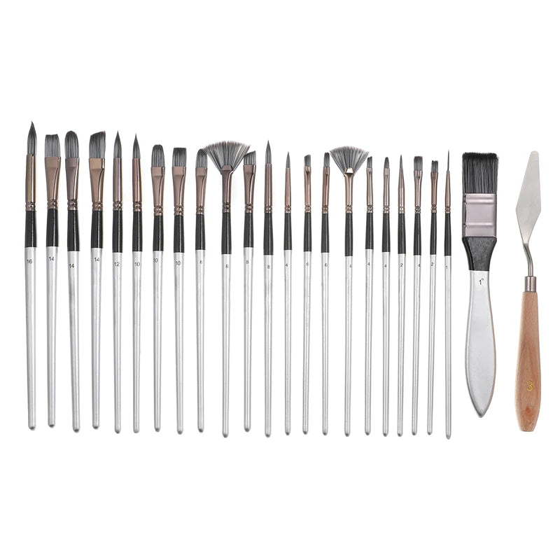 24本入りナイロン毛 水彩用絵筆セット