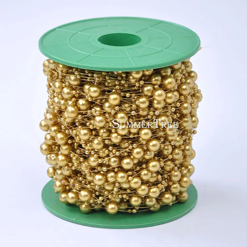 パーティー・クラフト用 大小パールビーズ 5M巻 繊細なパール装飾