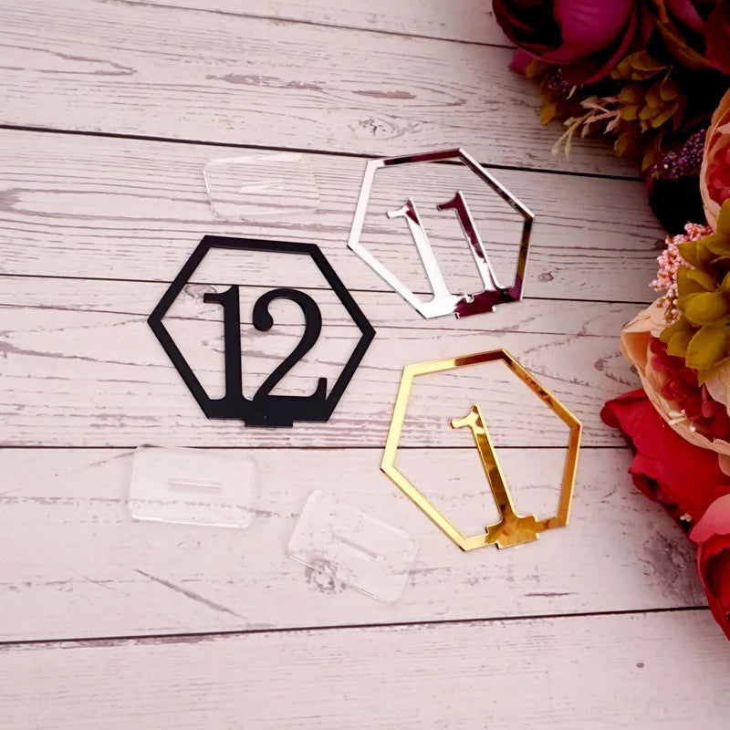 アクリル製六角形テーブル番号サイン