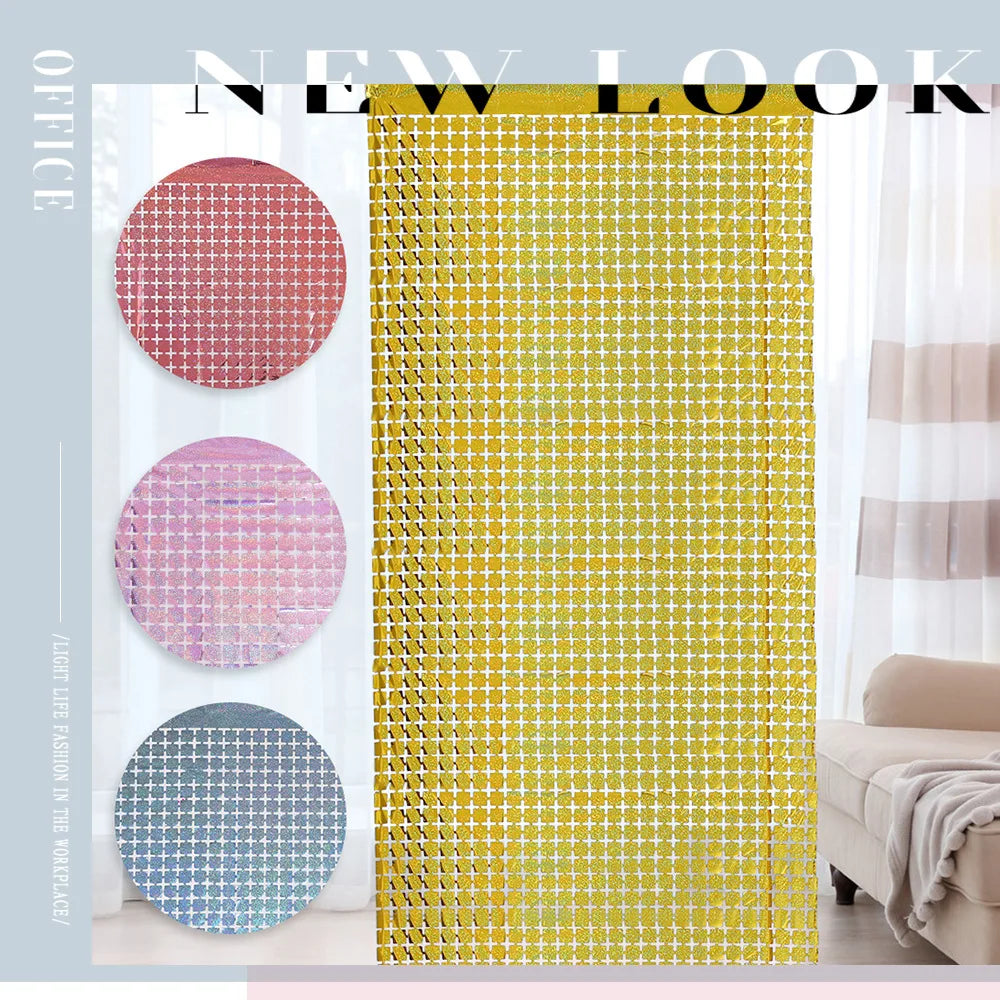 パーティー・インテリア装飾 キラキラ!カーテン 2枚入 ミラーボール風デザイン
