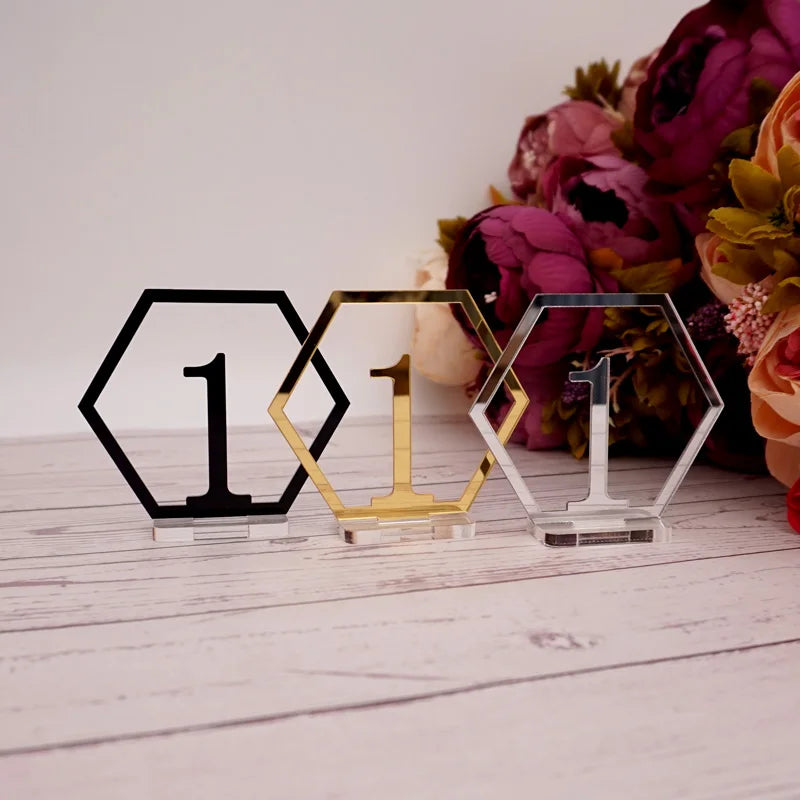 アクリル製六角形テーブル番号サイン