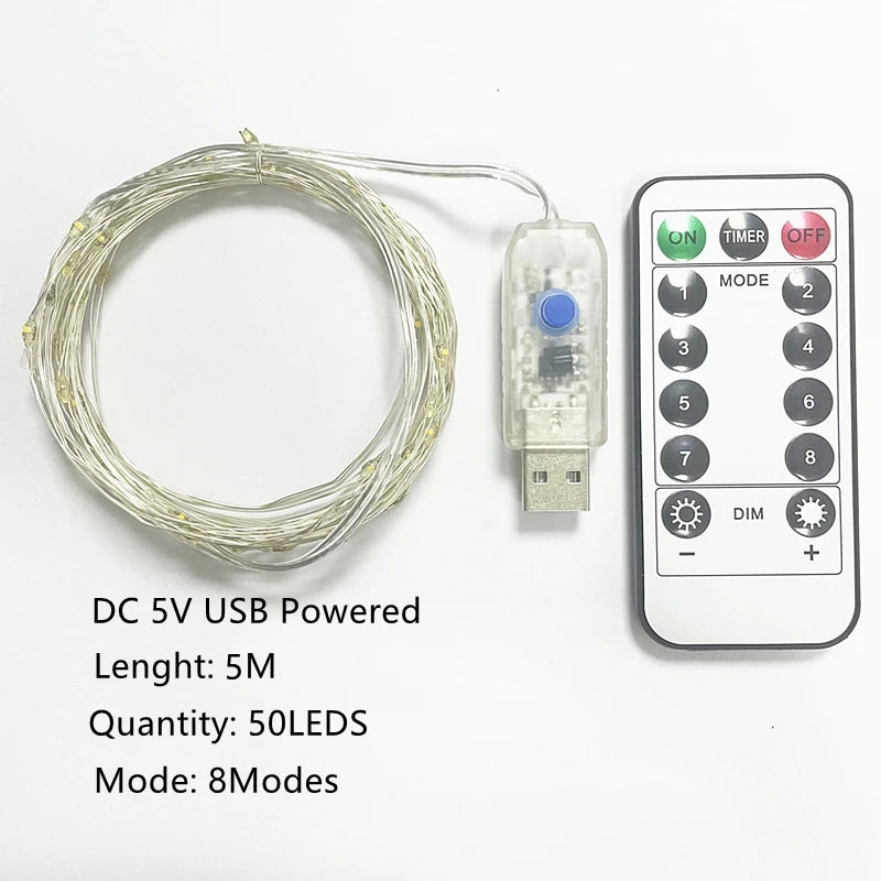 ドレープライト|イベント・クリスマス装飾|選べる電源!LEDストリングガーランドライト(1M/2M/5M/10M)
