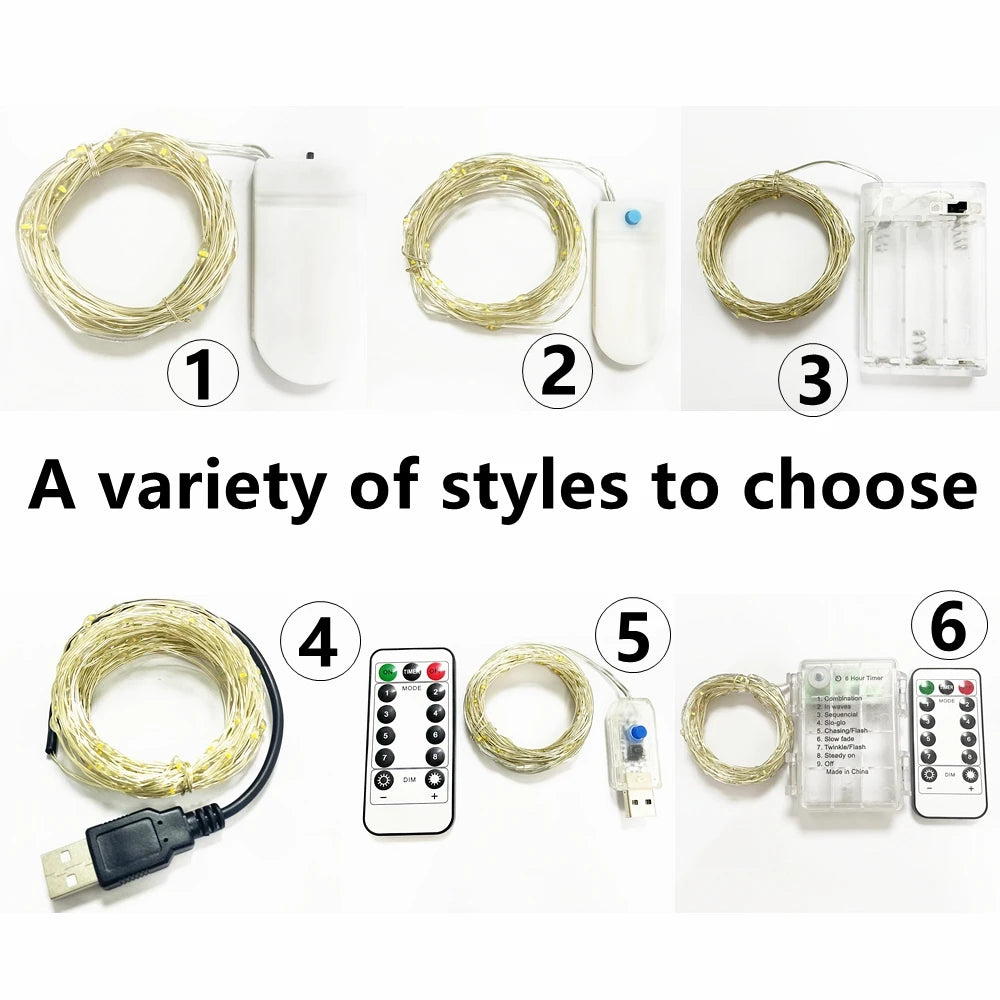 ドレープライト|イベント・クリスマス装飾|選べる電源!LEDストリングガーランドライト(1M/2M/5M/10M)