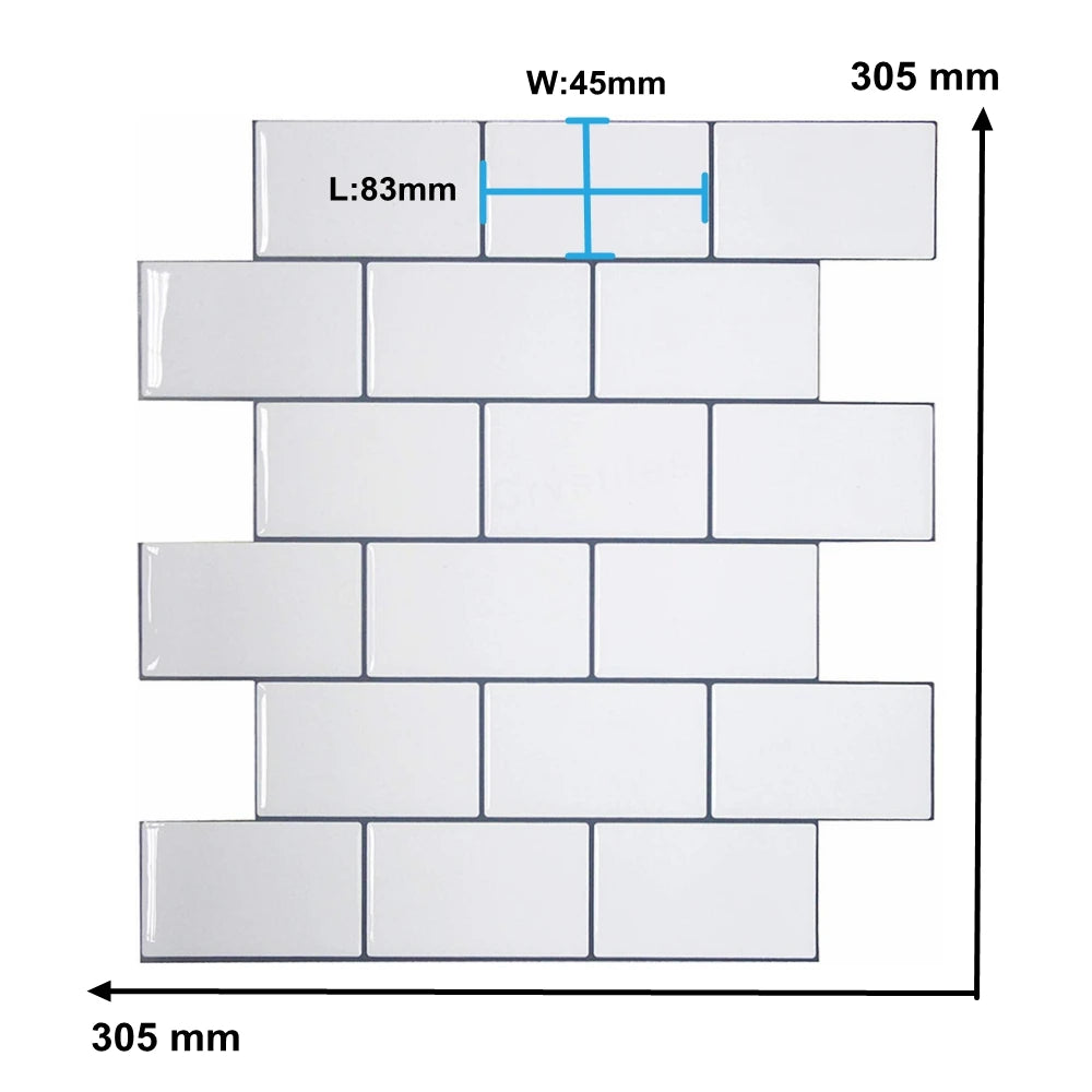 DIY用 レンガ型天然石風ステッカー 30.5×30.5㎝ 5pcs 正方形タイルデザイン