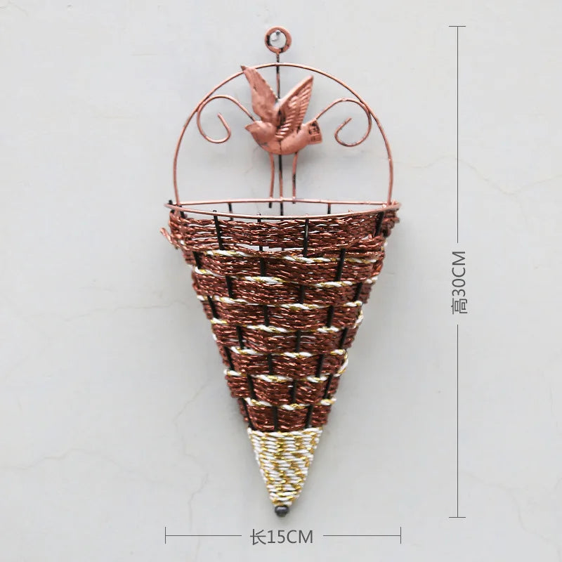 パーティー・インテリア装飾|造花ラタン壁掛けバスケット・バラリース