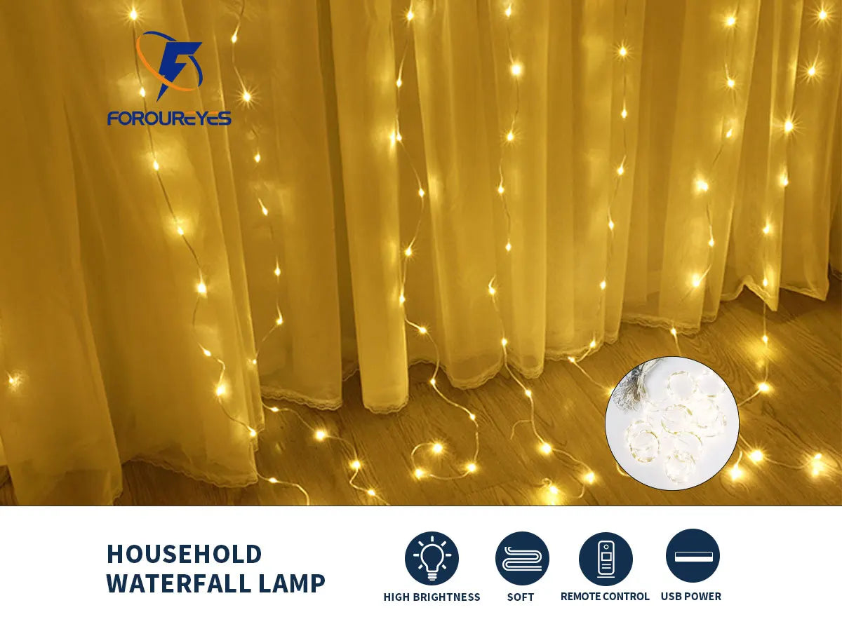 カーテンライト|イベント・クリスマス装飾|防水クリスマスカーテンライトUSB接続(幅3M/4M/6M)