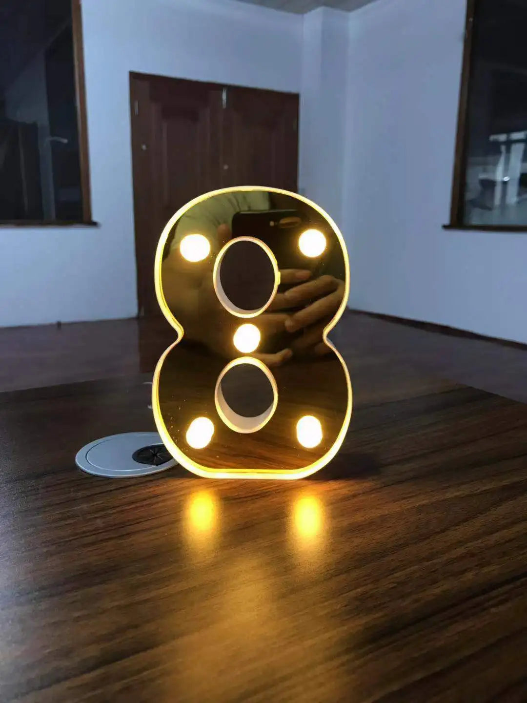 ゴールドLEDライト 【アルファベット・数字型】(電池式)