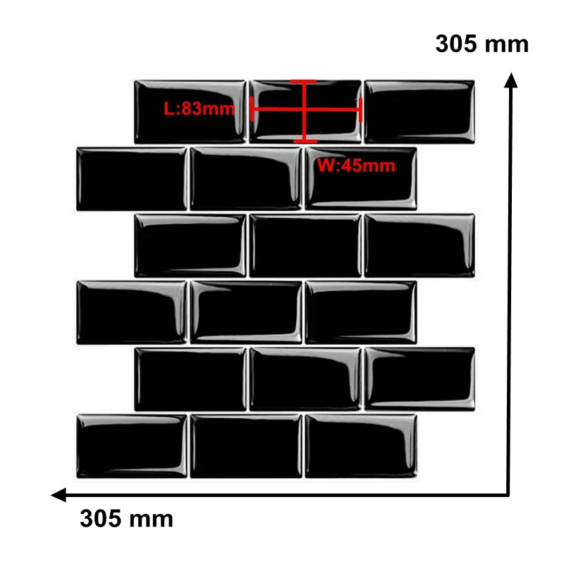 DIY用 レンガ型天然石風ステッカー 30.5×30.5㎝ 5pcs 正方形タイルデザイン