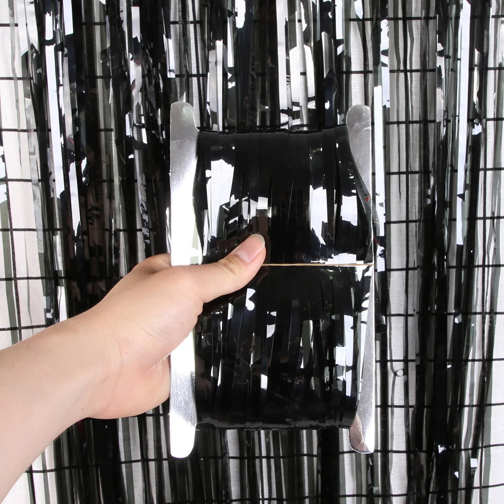 パーティー・インテリア装飾 メタリックカラーカーテン 幅1M 長さ1M/2M/3M/4M