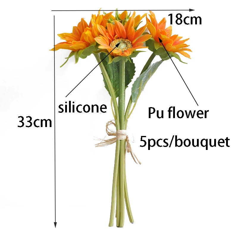 人工シリコンひまわりブーケ・造花・リアルタッチ・フェイクプラント