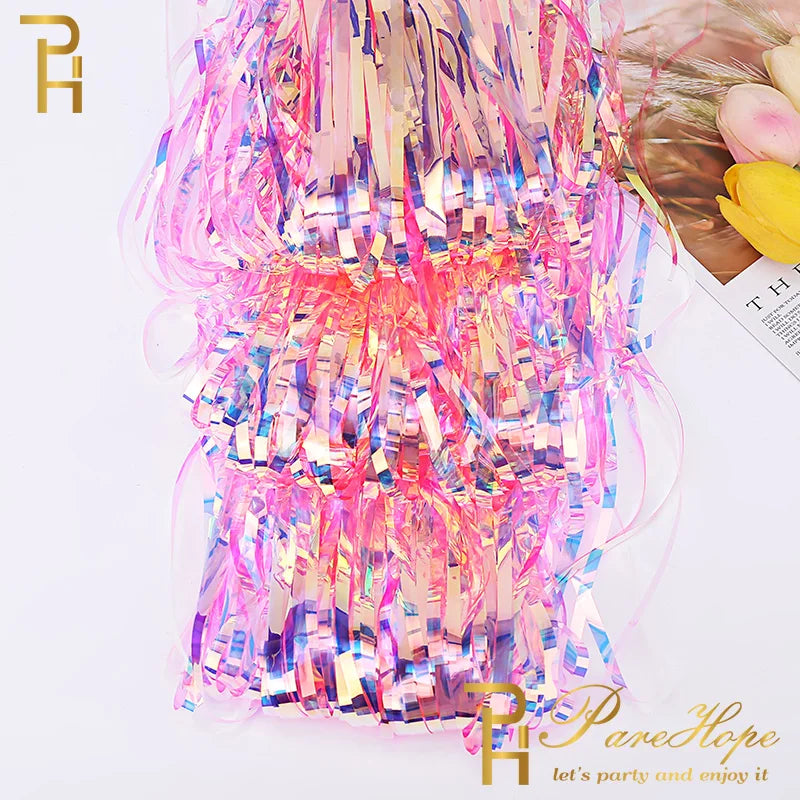 パーティー・インテリア用装飾 キラキラ!オーロラカラーカーテン 長さ1M/2M/3M